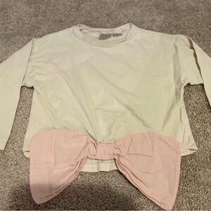 Zara Kids Cream and Pink Bow Top in Size 4-5 NWOT